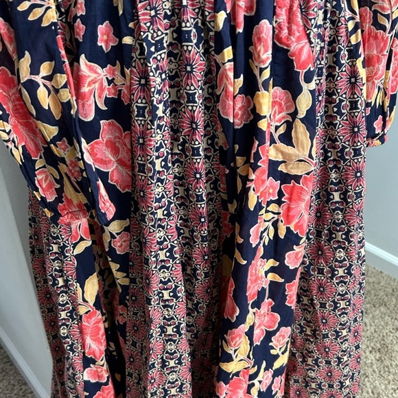 Free People Navy and Pink Floral Long Sleeve Dress - Picture 3 of 11